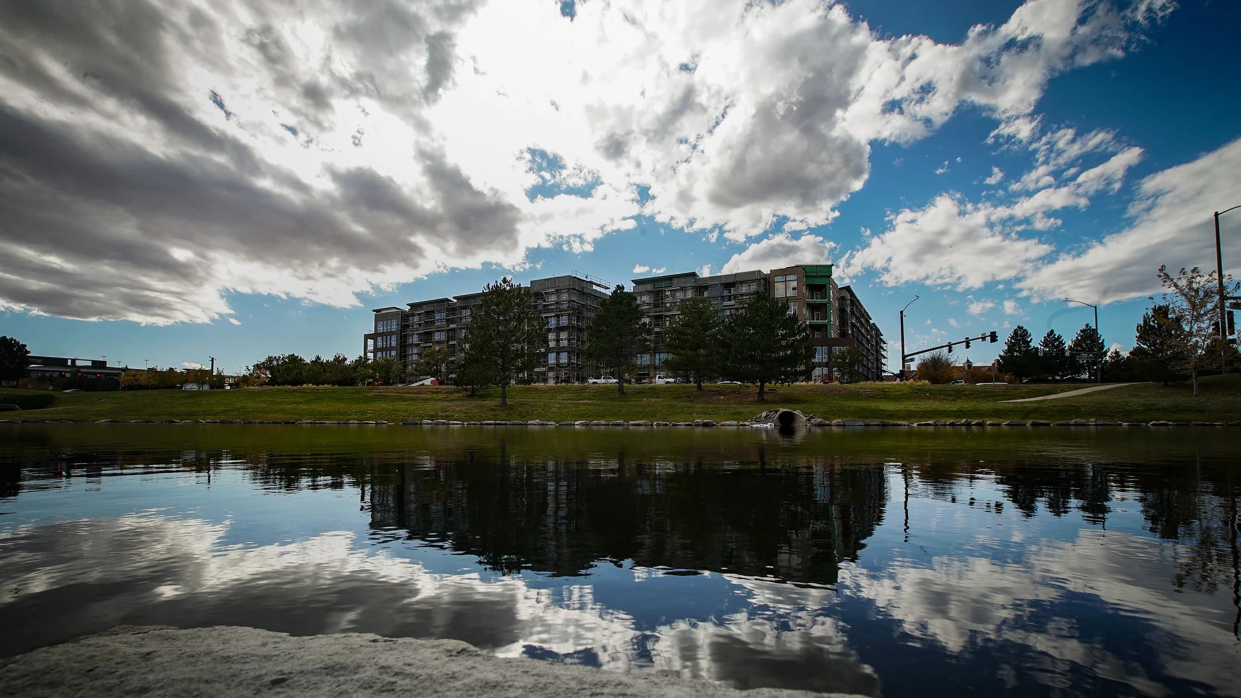 Multi-family development with mountain backdrop