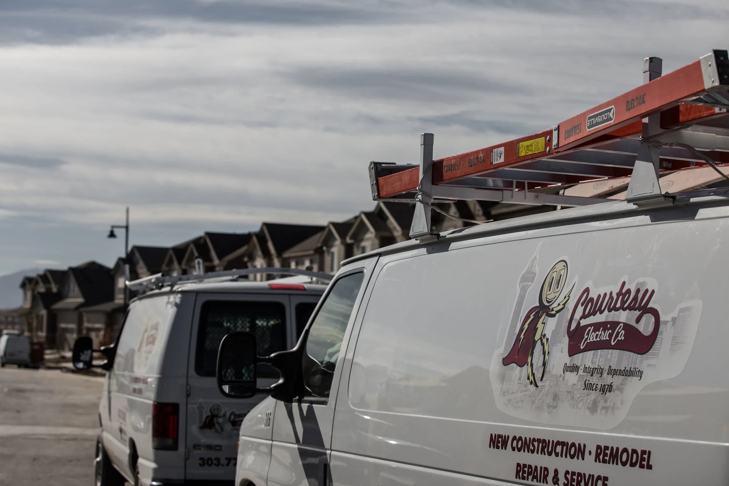 Courtesy Electric Company van fleet lined up and ready for the day