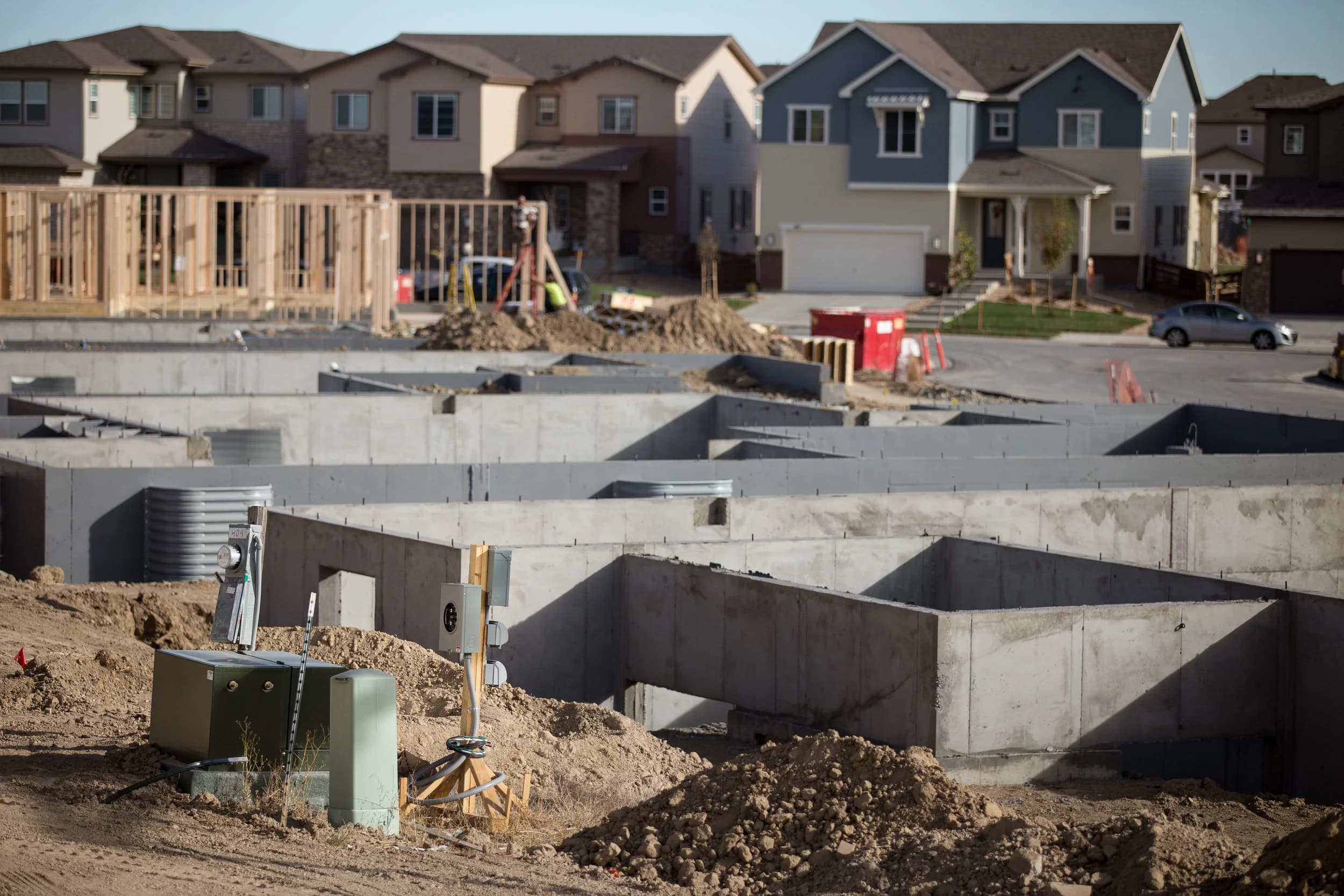 New single-family homes at foundation stage